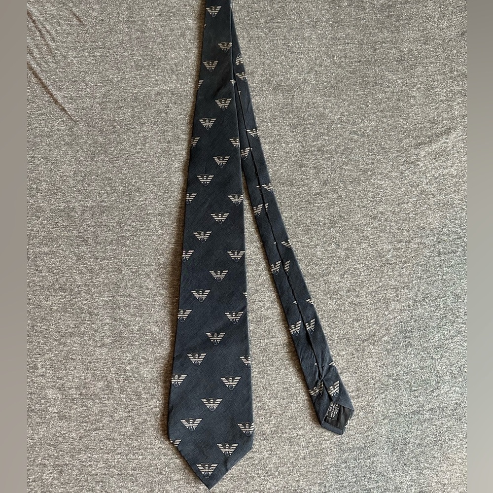 Vintage Emporio Armani Silk Tie Dark Grey